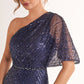K278074 Breathtaking Adele Sequin Lace Fit and Flare Gown with One Shoulder Neckline and Flutter Sleeves