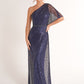 K278074 Breathtaking Adele Sequin Lace Fit and Flare Gown with One Shoulder Neckline and Flutter Sleeves