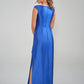 K288001 Elegant Mikado Sheath Gown with Angled Peplum Front and Striking Side Bow Detail