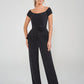 K228007 Charming Matte Jersey Jumpsuit with Off-the-Shoulder Neckline and Matching Shawl