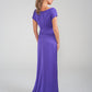 K228013 Charming Jacquard Fit and Flare Gown with Square Neckline and Side Sash