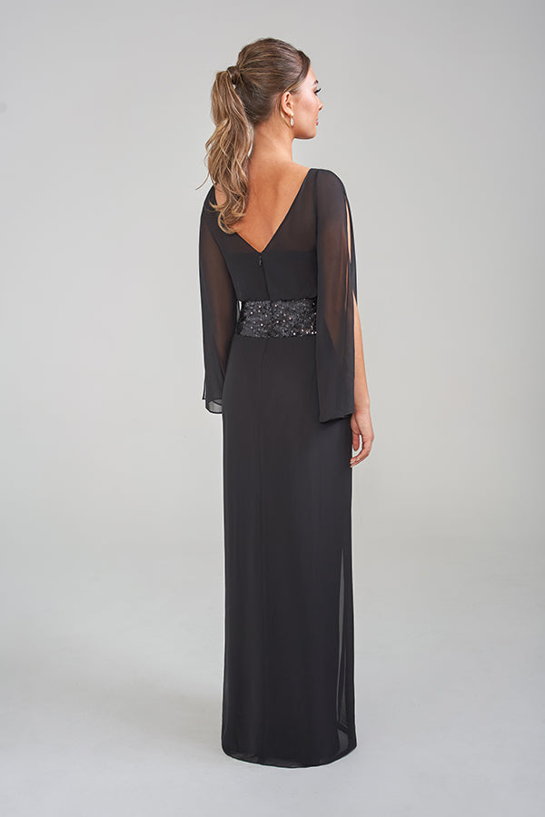 K228019 Flirty High-Low Strapless Chiffon Dress with Pleated Bodice and Flower Detail