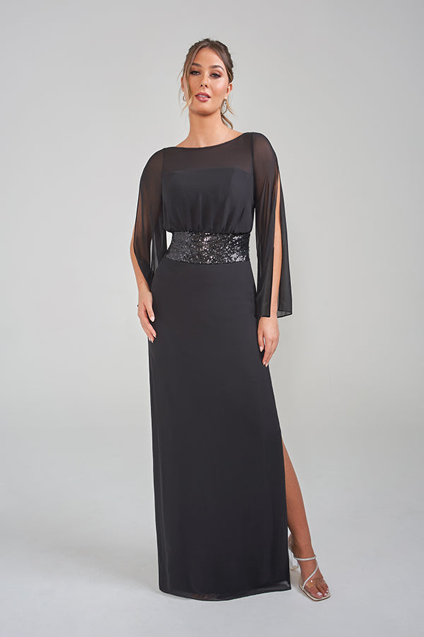 K228019 Flirty High-Low Strapless Chiffon Dress with Pleated Bodice and Flower Detail