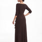 K288052 | Sophisticated Fit and Flare Matte Jersey Dress with Portrait Neckline and Quarter Sleeves