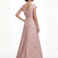 K288061 | Bold Gemma Jacquard A-line Gown with V-Neckline and Short Sleeves