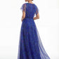 K288062 | Charming Heather Print Organza A-line Gown with V-Neckline and Flutter Sleeves