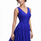 K288064 | Vibrant Jade Chiffon A-line Dress with Crossover Bodice and Angled Layered Skirt