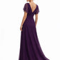 K288065 | Modern and Graceful Jade Tiffany Chiffon Dress with V-Neckline and Flutter Sleeves