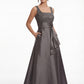 K288069 | Polished Mikado A-line Gown with Square and Folded Accented Waistline