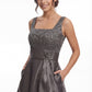 K288069 | Polished Mikado A-line Gown with Square and Folded Accented Waistline