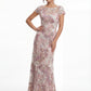 K288074 | Dramatic Beatrice Embroidery Lace A-line with Boat Neckline and Short Cap Sleeves