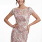 K288074 | Dramatic Beatrice Embroidery Lace A-line with Boat Neckline and Short Cap Sleeves