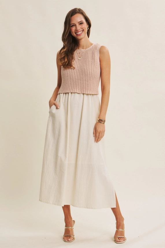 Khloe Two-fer Midi Dress - Pink