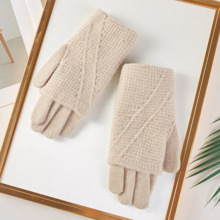 Knit Weave Texture Winter Gloves