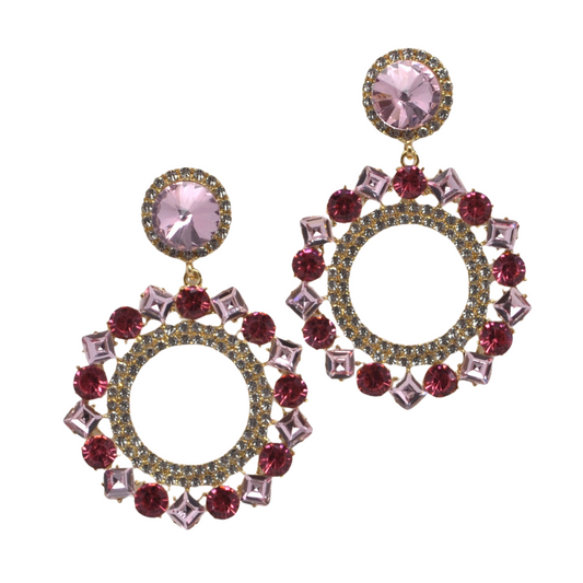 Light Rose Gold Circle Crystal Earring-610 ACCESSORIES - EARRING-FORMAL SOCIETY