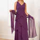 Long V-neck Chiffon MOB Dress with Shawl - J8807-999 FORMAL - MOB-FORMAL SOCIETY