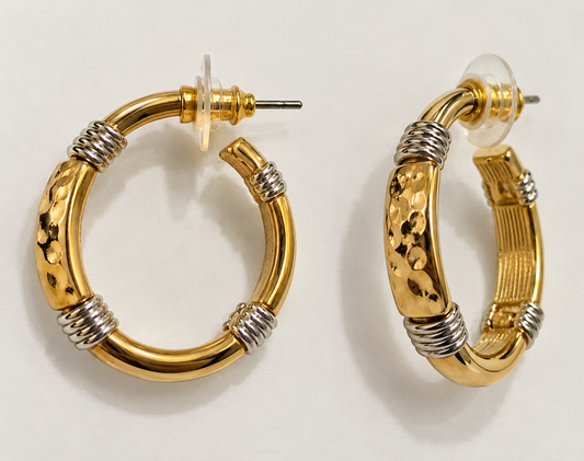 Gold Two Toned Hoop Earring