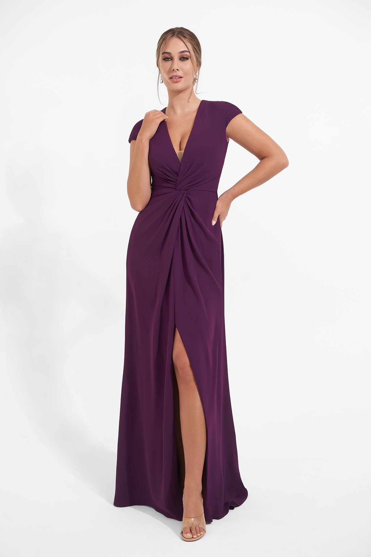 Modern Fit and Flare Soft Stretch Crepe Gown K278003-999 FORMAL - MOB-FORMAL SOCIETY