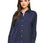Navy Button Down Blouse-300 RTW TOP - LONG SLEEVE-FORMAL SOCIETY