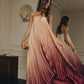Ombre Strapless Pleated Maxi Column Dress