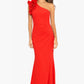 One Shoulder Ruffle Scuba Crepe Dress