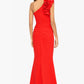 One Shoulder Ruffle Scuba Crepe Dress