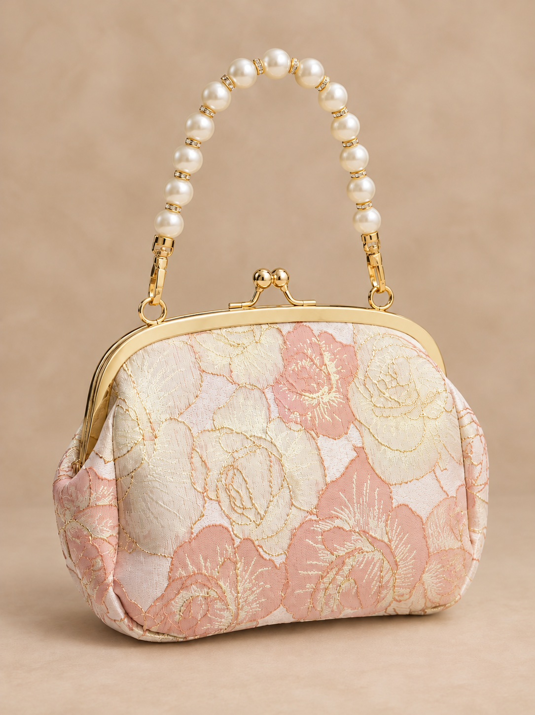 Pink Floral Brocade Evening Bag