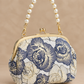 Navy Floral Pearl Brocade Evening Bag