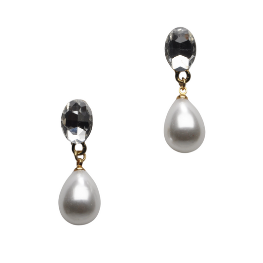 Pearl/Crystal Oval Drop Earring-610 ACCESSORIES - EARRING-FORMAL SOCIETY