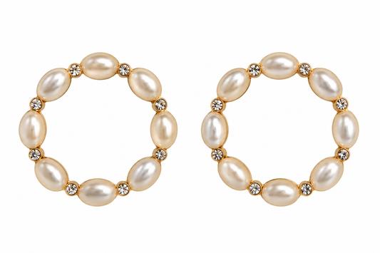 Pearl Rhinestone Circle Earring
