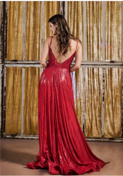 Shimmering Metallic A-line Prom Dress