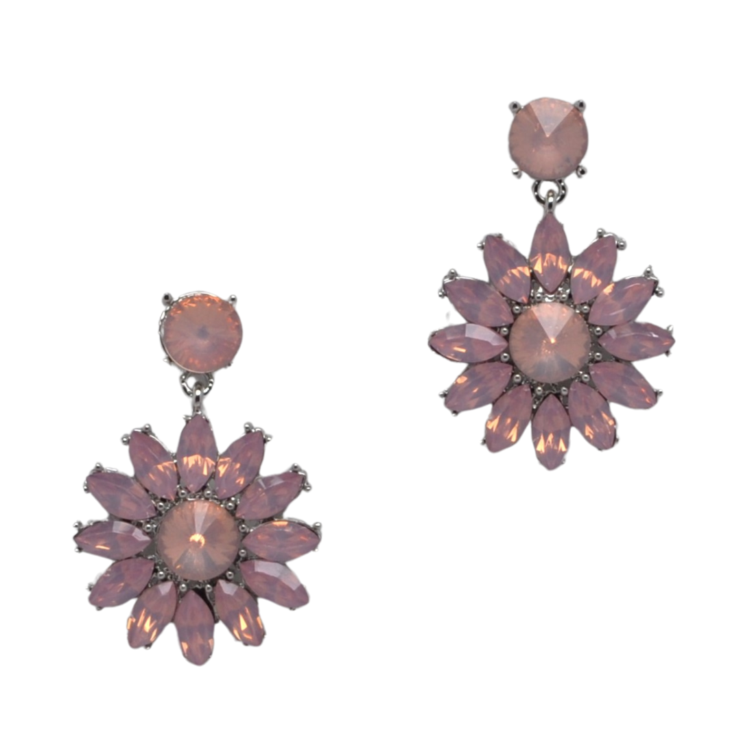 Pink Opal Flower Earring-610 ACCESSORIES - EARRING-FORMAL SOCIETY
