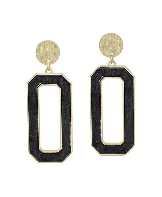 Rectangle Shape Wood Cast Post Earring-610 ACCESSORIES - EARRING-FORMAL SOCIETY