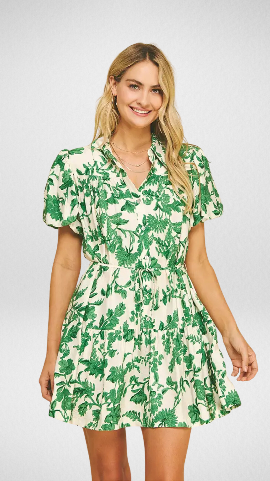 Floral Printed Button Down Mini Dress