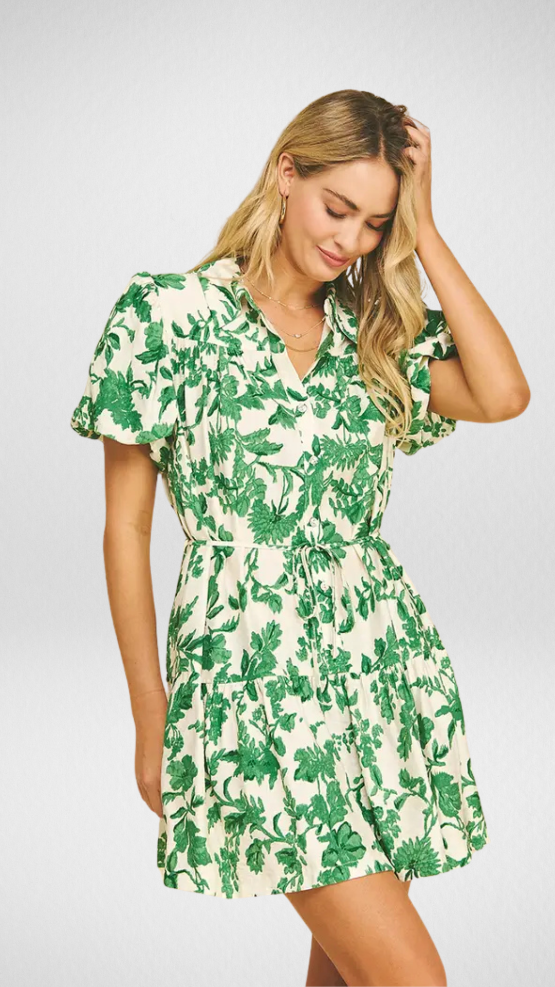 Floral Printed Button Down Mini Dress