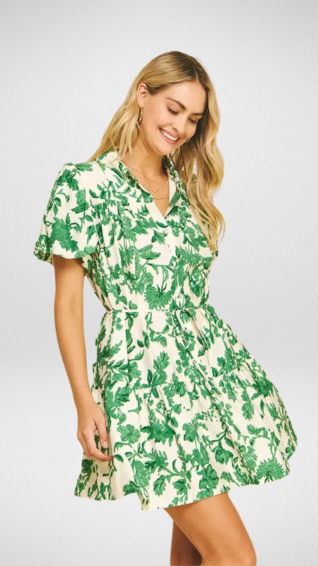 Floral Printed Button Down Mini Dress