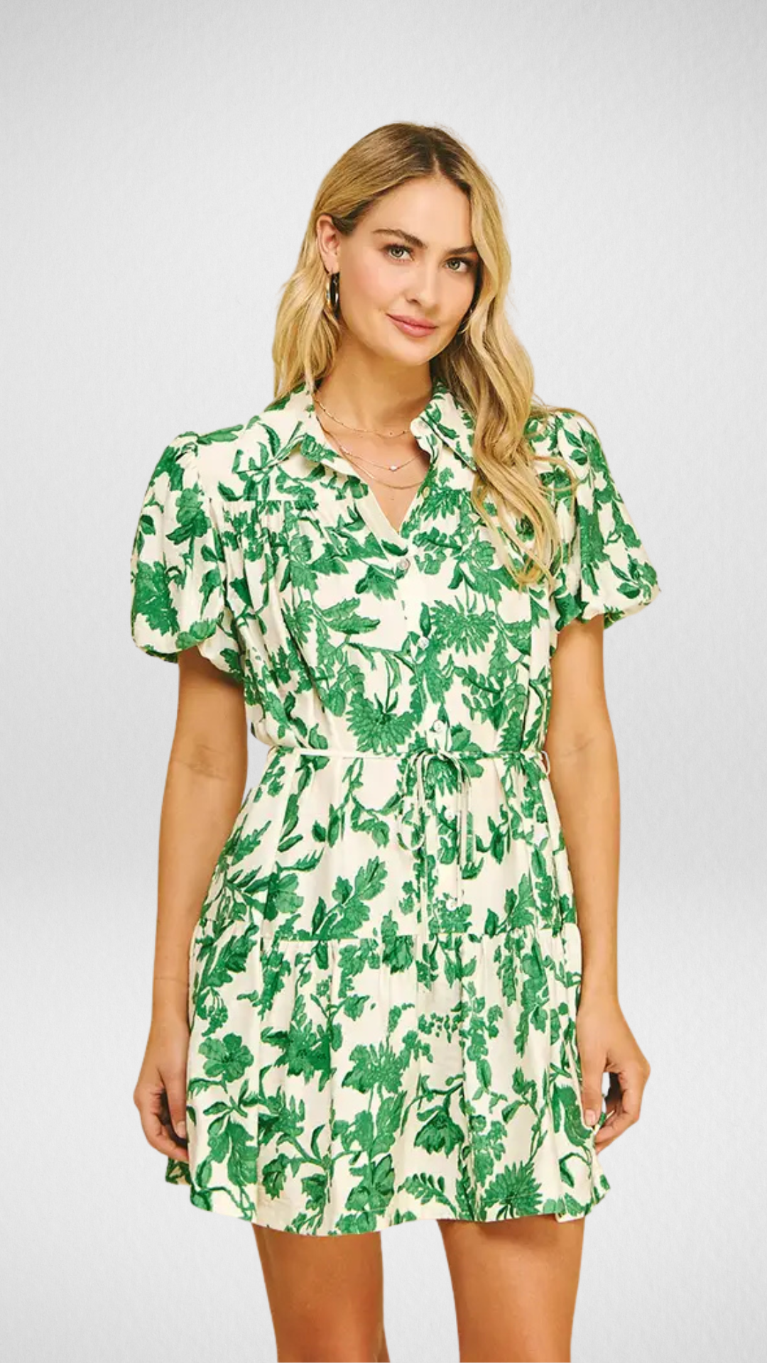 Floral Printed Button Down Mini Dress