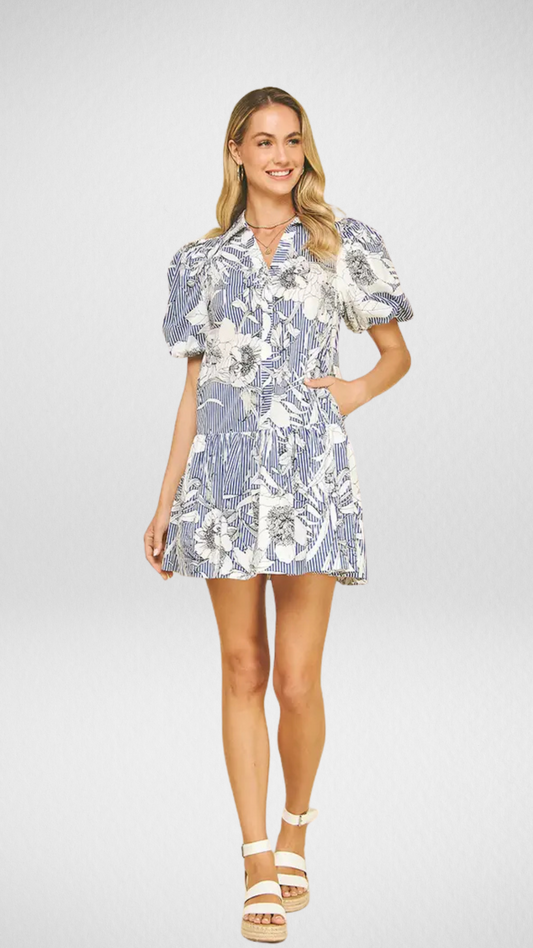 Floral Striped Mini Dress