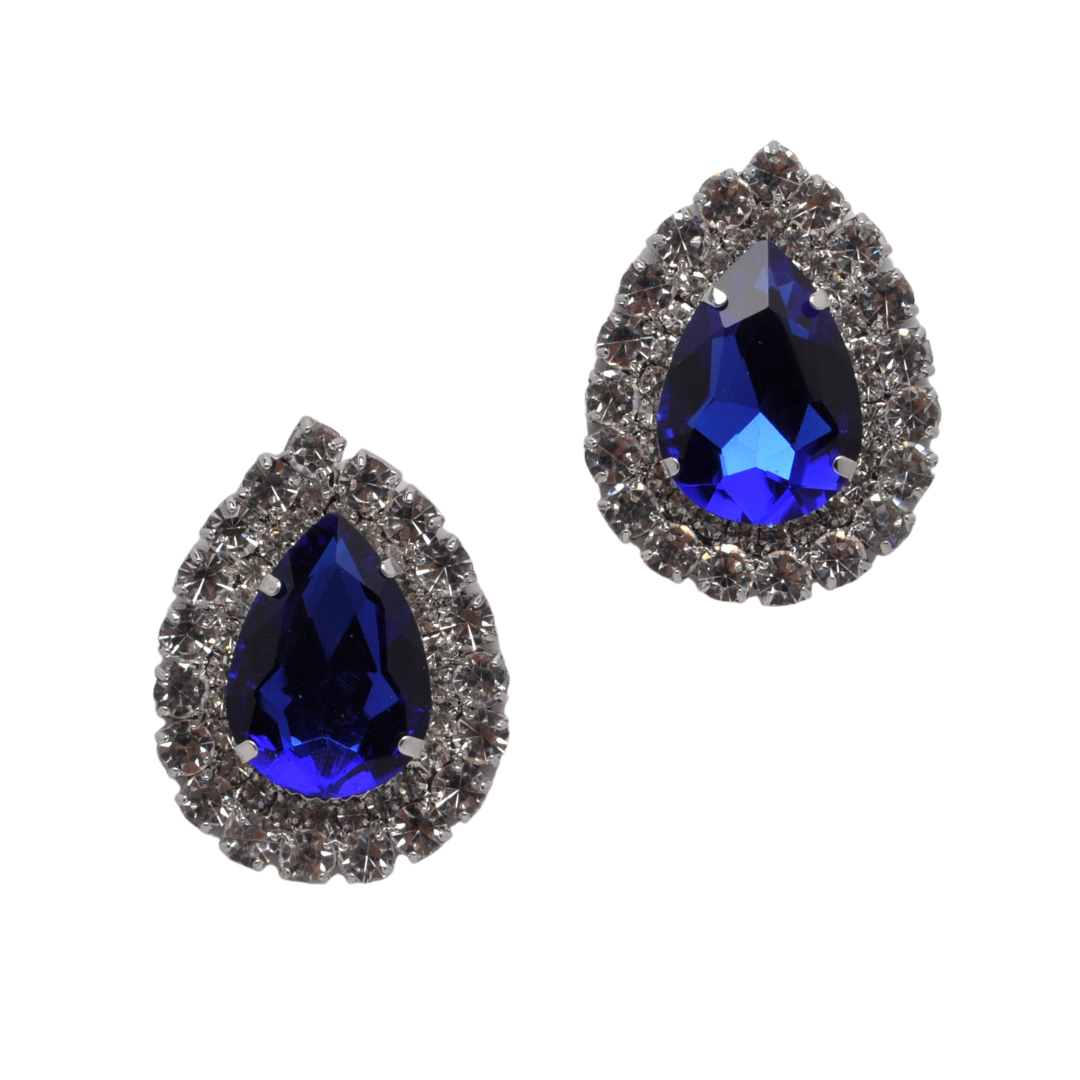Royal Blue/Silver Large Teardrop Earring-610 ACCESSORIES - EARRING-FORMAL SOCIETY