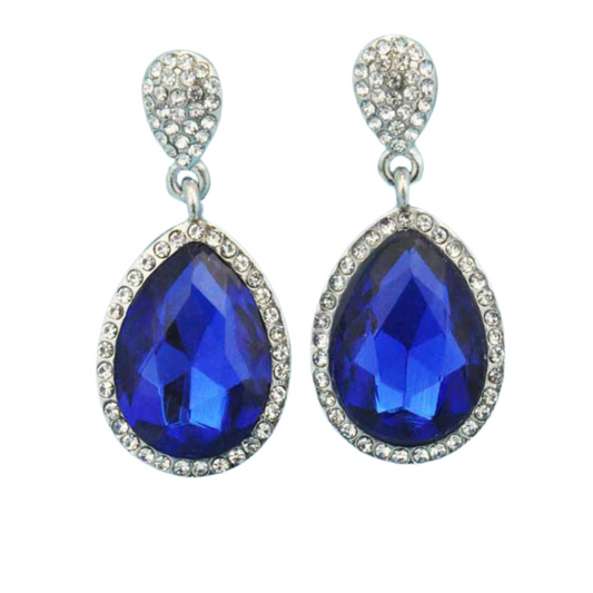 Sapphire Clear Crystal Drop Earring-610 ACCESSORIES - EARRING-FORMAL SOCIETY