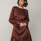 Satin & Lace Long Sleeve Mini Dress