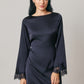 Satin & Lace Long Sleeve Mini Dress