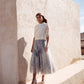 Blue Toile De Jouy Tulle Skirt