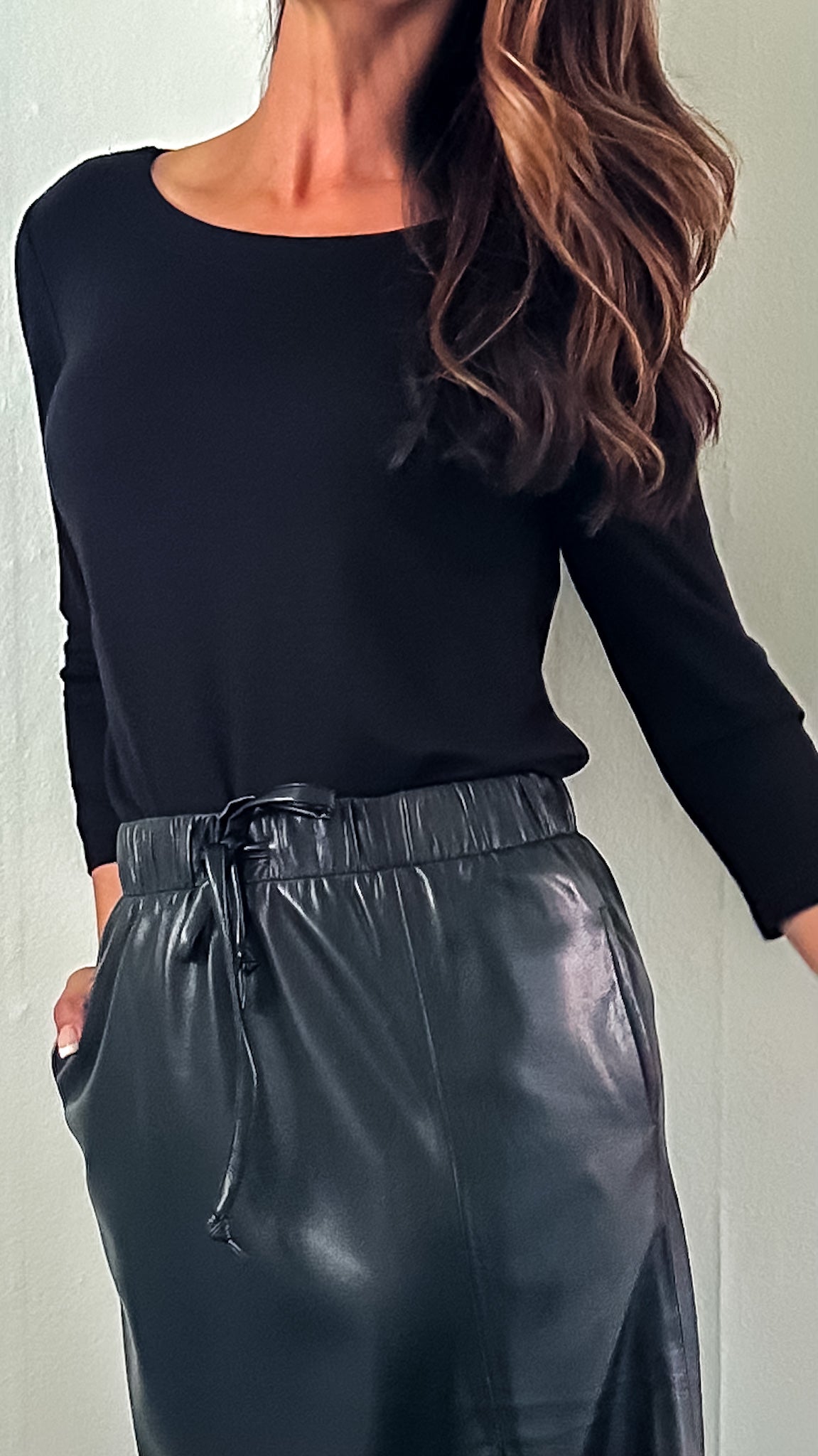 Sleek Vegan Midi Skirt-420 RTW BOTTOM - SKIRT-FORMAL SOCIETY