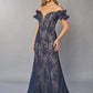 Stunning Lace Mermaid Gown with Portrait Neckline and Gathered Ruffled Sleeves-999 FORMAL - MOB-FORMAL SOCIETY