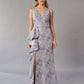 Stylish Florence Jacquard Fit and Flare Gown with Plunging V-Neckline and Fashion Forward Side Peplum-999 FORMAL - MOB-FORMAL SOCIETY