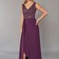 Stylish Sequin and Soft Crepe Gown with V-neckline and High-Low Skirt-999 FORMAL - MOB-FORMAL SOCIETY
