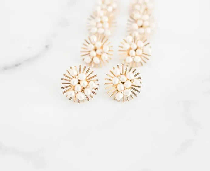 Sunburst Pearl Statement Stud Earrings-610 ACCESSORIES - EARRING-FORMAL SOCIETY