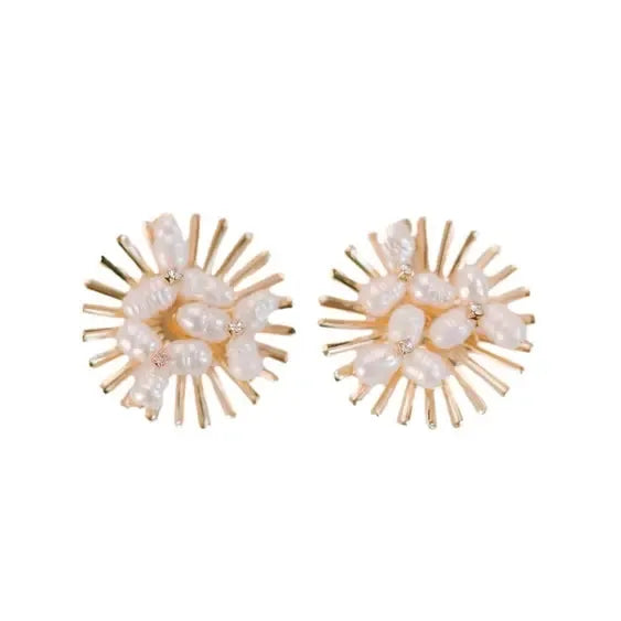 Sunburst Pearl Statement Stud Earrings-610 ACCESSORIES - EARRING-FORMAL SOCIETY