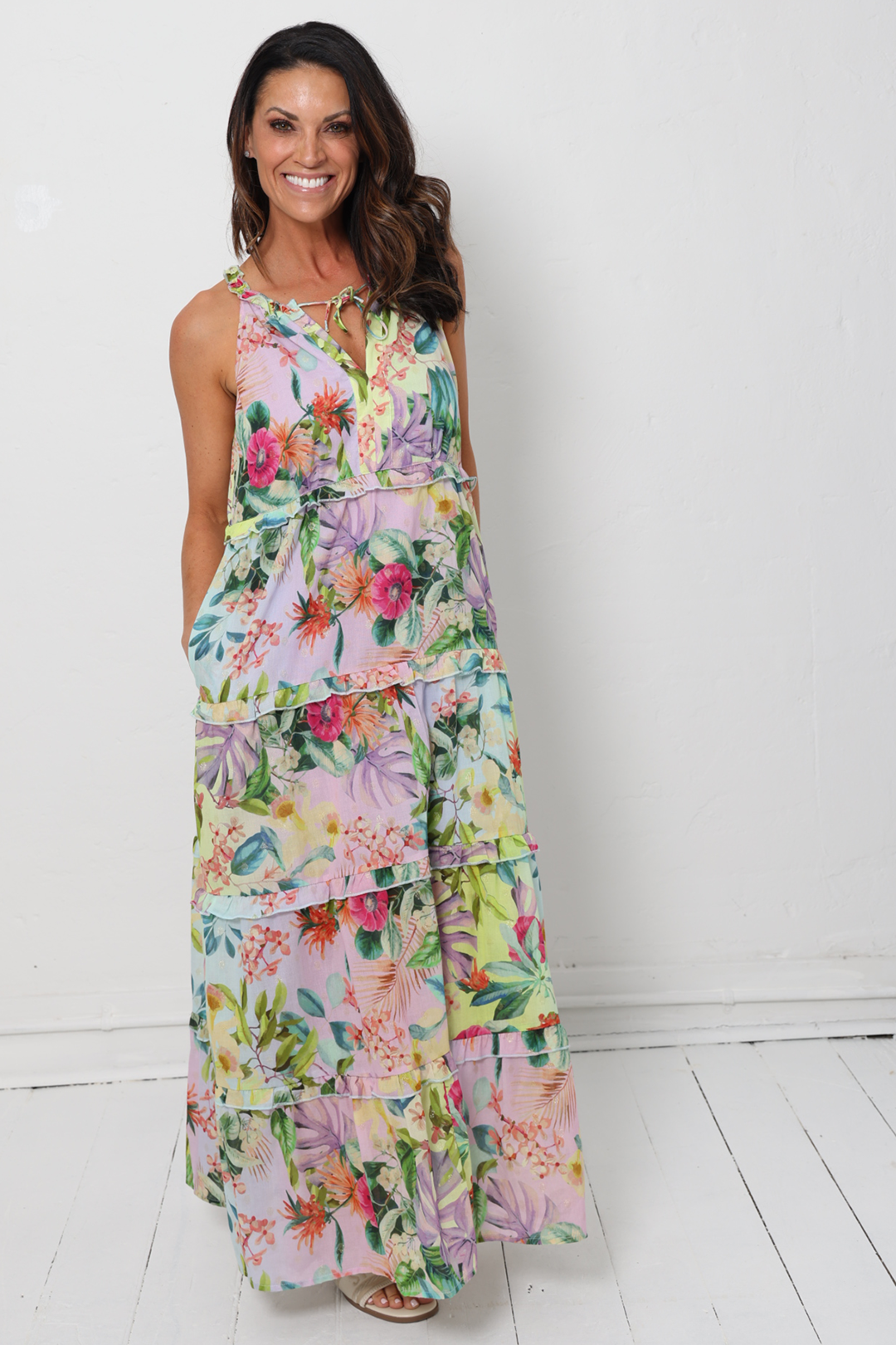 Tribal Tiered Floral Dress-120 RTW DRESS - MIDI-FORMAL SOCIETY